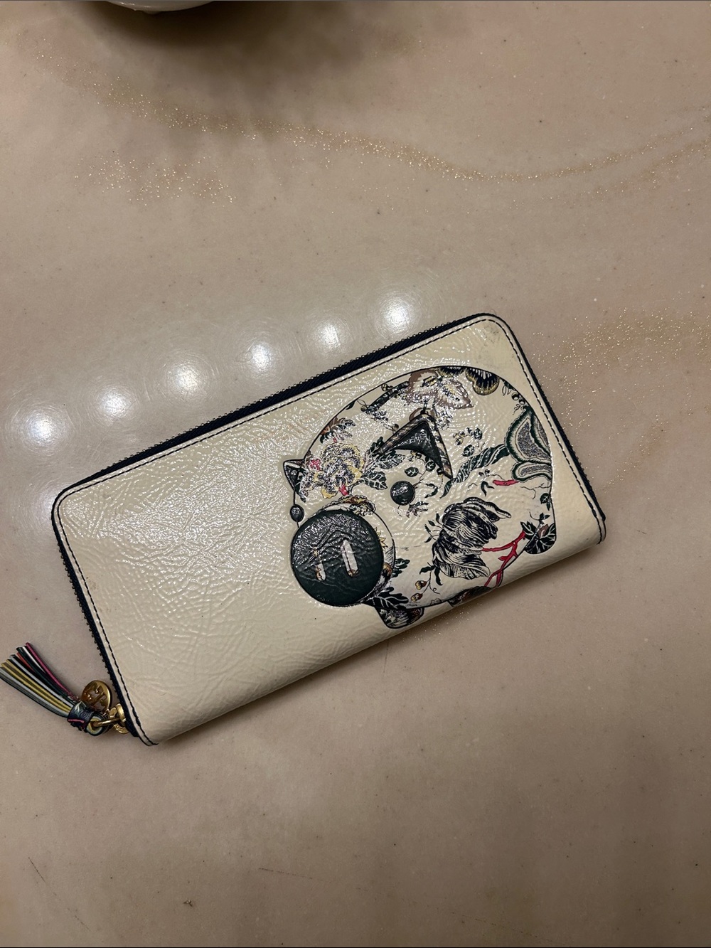 Tory Burch  Zip-Around Wallet with Multicolor Tassel